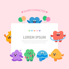 운동하고 응원하는 도형 캐릭터들