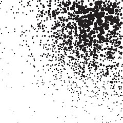 Numerous black dots scatter across a white background.