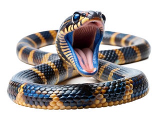 close up of a snake isolated on white background. PNG Transparent.