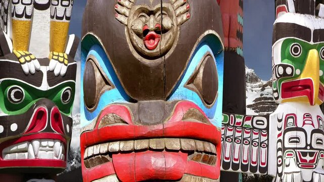 First Nation Totem Poles in British Columbia , Canada	
