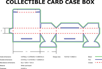 Collectible Card Case Box Die Cut Template With Dimensions And Crease Lines
