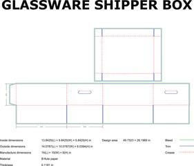 Glassware Shipper Box Die Cut Template Cardboard Packaging Design With Dimensions