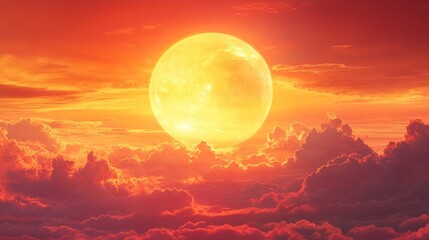 Fiery Celestial Majesty: A Sunset Moon
