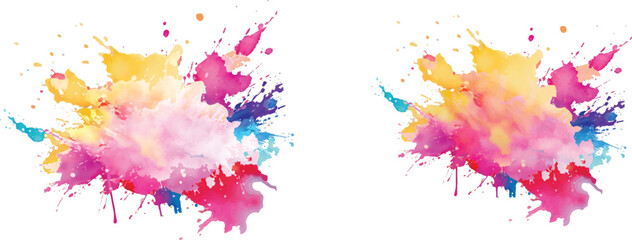 Dynamic and Expressive Watercolor Splash with Bright, Radiant Brush Streaks and Aquarelle Stains, Creating a Colorful and Lively Burst of Colors Against a Crisp White Canvas.
