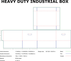 Heavy Duty Industrial Box Blueprint Die Cut Template Design Vector