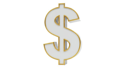 Isolated White and Gold Dollar Sign Symbol