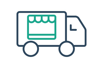 Food truck icon. line icon style. icon related to catering services bringing food. catering elements vector illustration