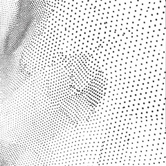 A grayscale portrait reveals a textured face composed of numerous tiny dots.