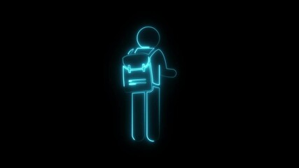 Pink and cyan color man icon animated on a black background. Glowing neon person or people sign animation. - Powered by Adobe