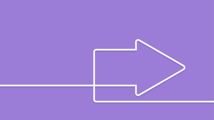 White outlined arrow pointing right formed by a continuous line on a solid purple background