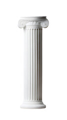 Obraz premium Ancient greek Classical white column with intricate Ionic isolated on white background 