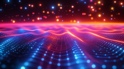 Obraz premium A cosmic dance floor made of a glowing crystal lattice