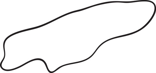 A simple continuous black forms a graceful elongated shape against a white background.