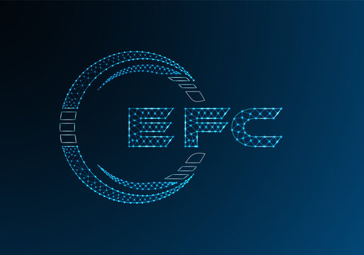 EFC low poly letter logo vector design. EFC lower poly logo design. Low poly logo.