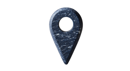 Png of A stylized, blue marble location pin symbol representing digital connection and navigation.
