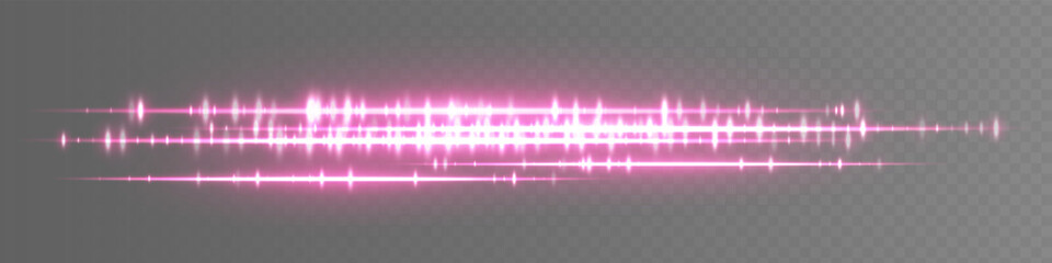 Neon pink glowing waveform with energetic peaks and frequency bands on checkered transparent background. Perfect for music visuals, digital voice patterns or podcast interface.