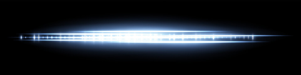 Blue glowing waveform with soft flare and reflection, radiating light intensity and dense central pattern. Used for futuristic audio display, signal visualization or interface effect.