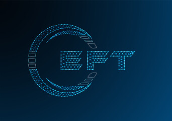 EFT low poly letter logo vector design. EFT lower poly logo design. Low poly logo.