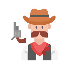 Cowboy with Gun icon vector image. Suitable for mobile apps, web apps and print media.