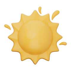 Sun icon showing bright daylight, warm weather, and solar energy. Golden sun symbolizing summer heat, eco power, and natural light for sustainable energy. On a transparent background, 3d illustration.