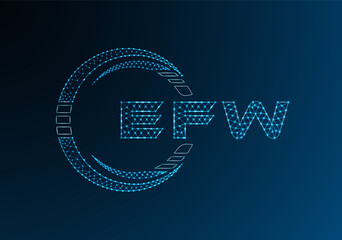 EFW low poly letter logo vector design. EFW lower poly logo design. Low poly logo.