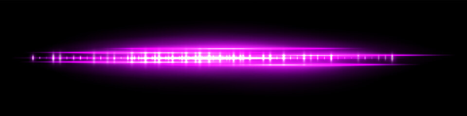 Violet glowing soundwave with sharp luminous peaks and glowing reflection on black. Ideal for voice command visuals, futuristic sound display or digital audio interface.