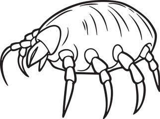 Fototapeta premium A stylized drawing depicts a segmented arachnid with prominent claws and legs.