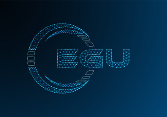 Fototapeta premium EGU low poly letter logo vector design. EGU lower poly logo design. Low poly logo.