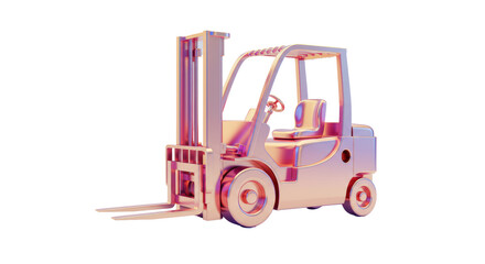 Isolated Bronze Forklift Truck with a Metallic Finish