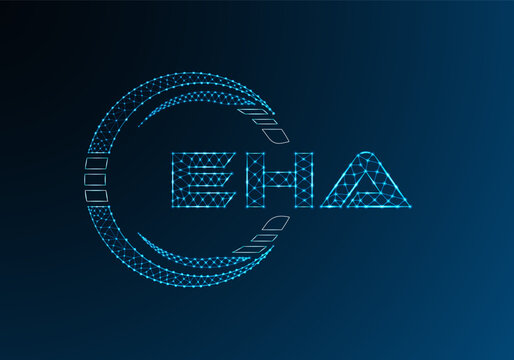 EHA low poly letter logo vector design. EHA lower poly logo design. Low poly logo.