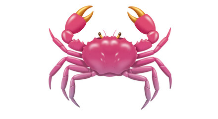 Isolated Pink Crab with Claws Raised