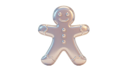 Isolated Pearlescent Gingerbread Man Cookie