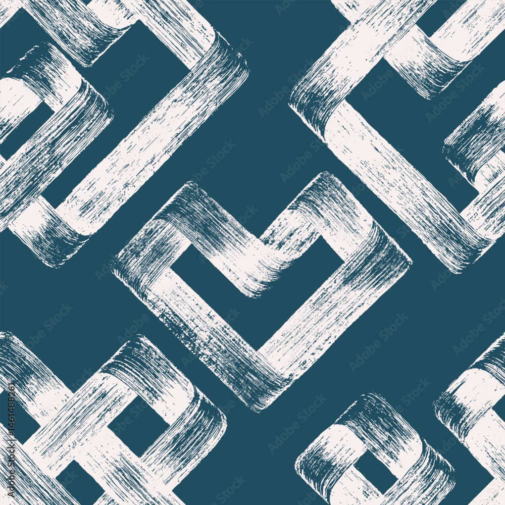 Poster brush bold lines seamless pattern. one continuous abstract line ornament. scribble brush strokes vec