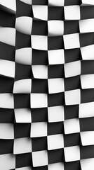 Wavy, black and white checkered pattern.