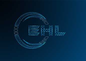 EHL low poly letter logo vector design. EHL lower poly logo design. Low poly logo.
