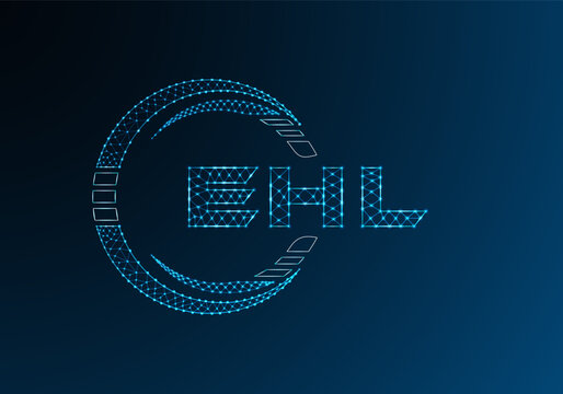 EHL low poly letter logo vector design. EHL lower poly logo design. Low poly logo.