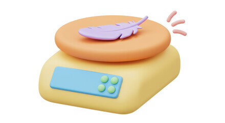 Isolated Feather on Weighing Scale Symbol of Lightness and Precision