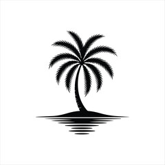 Black palm tree set illustration on white background