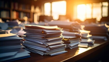 Pile of paperwork and files in the office
