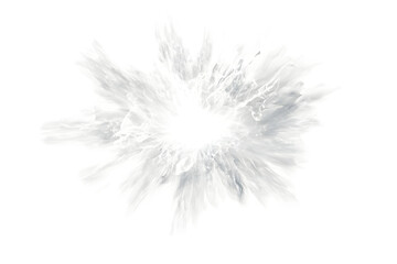 Abstract, radiating, white, splatter design, centered, irregular shape, with textured edges