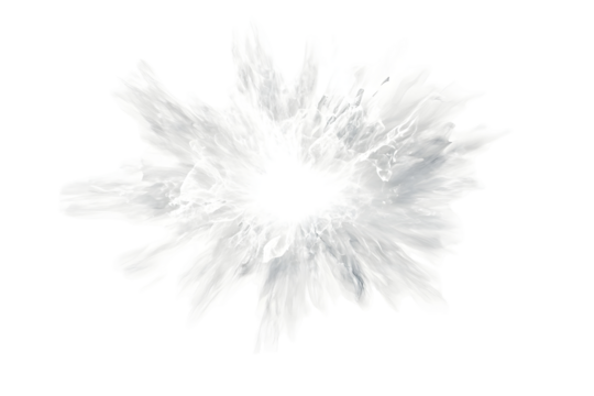 Abstract, radiating, white, splatter design, centered, irregular shape, with textured edges