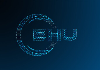 EHU low poly letter logo vector design. EHU lower poly logo design. Low poly logo.