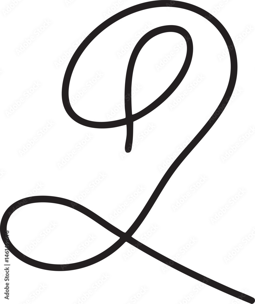 Aufkleber a flowing elegant cursive loop gracefully curves across a white background.