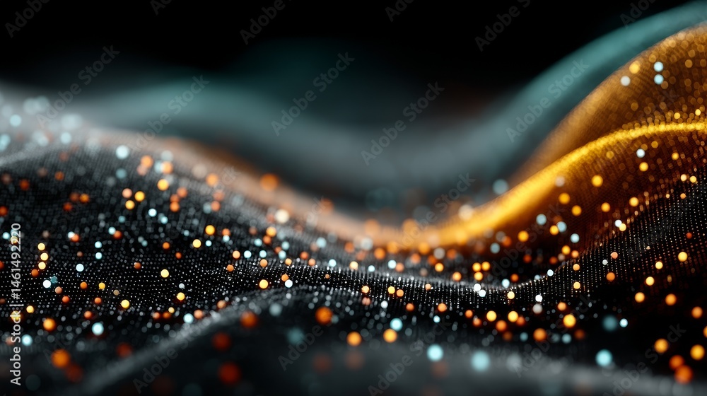 Poster abstract future blockchain technology background, vibrant digital design with copy space at center, 