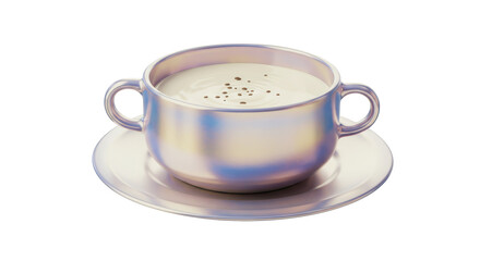 Isolated Cream Soup in Metallic Bowl
