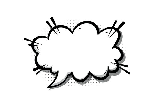 Empty speech balloon with flat design. Balloon doodle style thinking sign symbol. Speech bubble isolated on background.