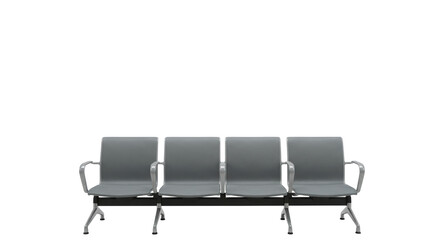 Isolated Row of Empty Airport Waiting Chairs