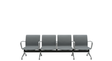 Isolated Row of Empty Airport Waiting Chairs