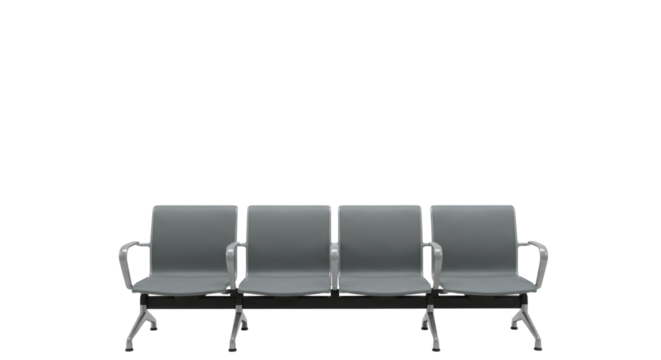 Isolated Row of Empty Airport Waiting Chairs