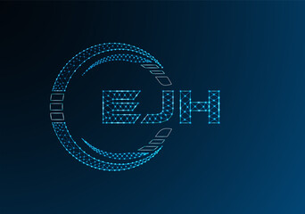 EJH low poly letter logo vector design. EJH lower poly logo design. Low poly logo.